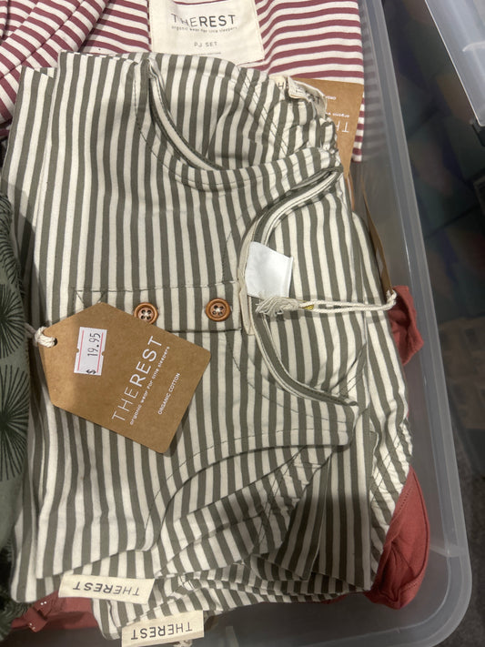 THE REST - Bubble Romper | Pine Stripe