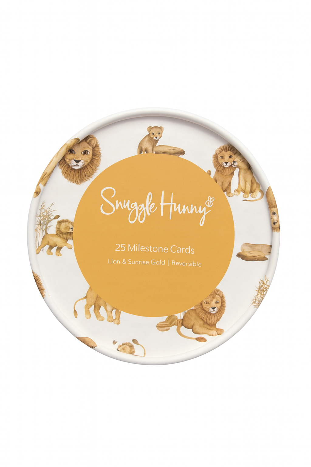 SNUGGLE HUNNY - Gold Reversible Milestone Cards | Lion & Sunrise