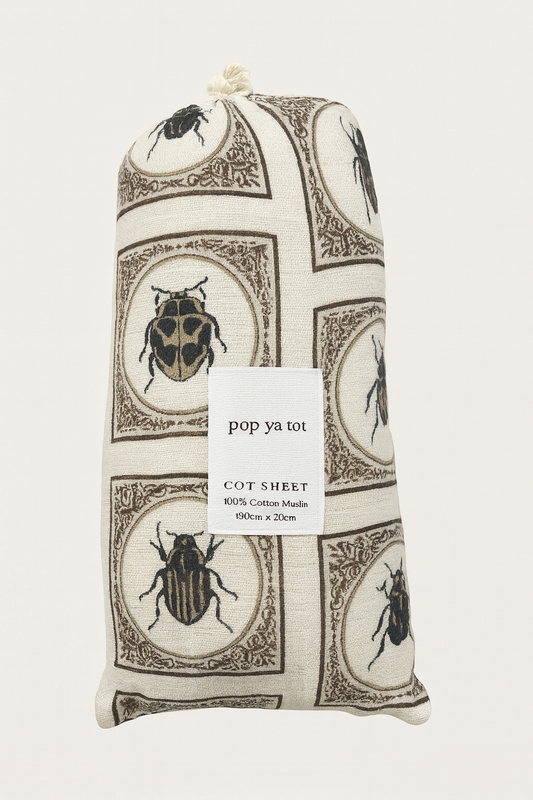 POP YA TOT - Muslin Cot Sheet | Beetles