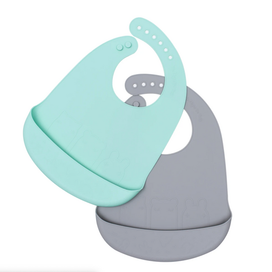 WE MIGHT BE TINY - Catchie Bib | Mint + Grey (2PK)