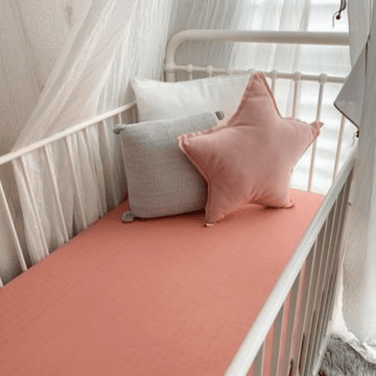 POP YA TOT - Muslin Cot Sheet | Peach Bud