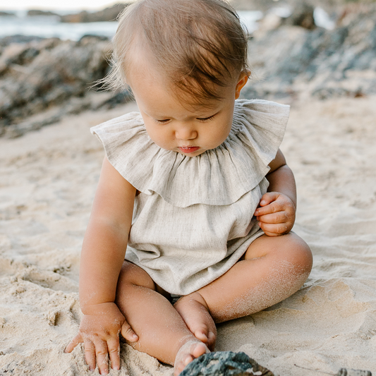 DUKES + DUCHESSES APPAREL - Sand Ruffle Sleeve Playsuit