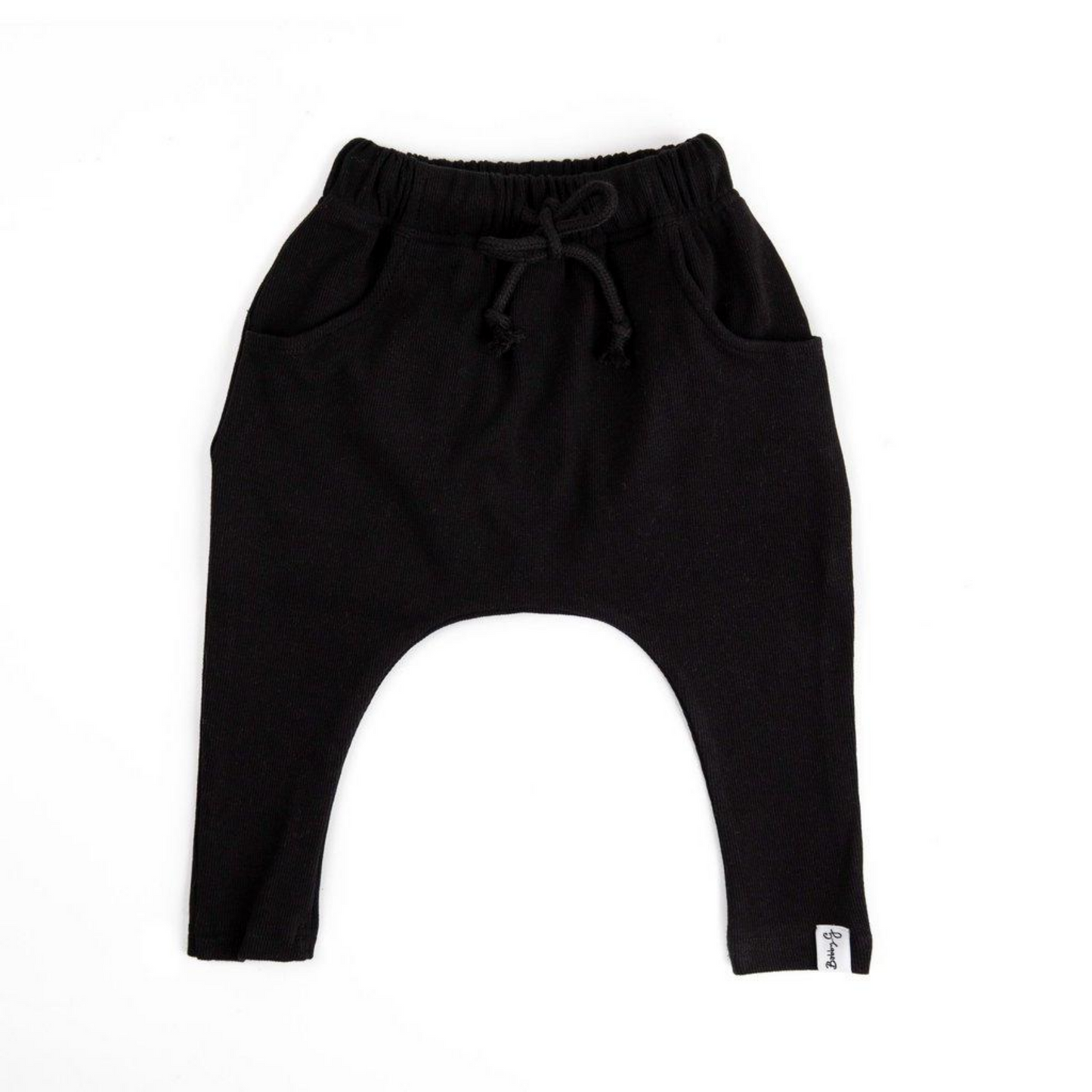 BOBBY G - Ribbed Harem pants | Black