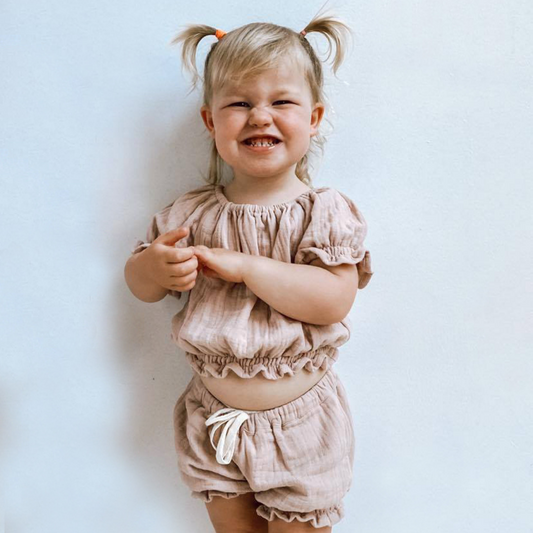 DUKES + DUCHESSES APPAREL - Musk Pink Shirred Top