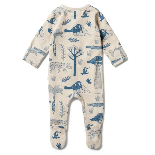 WILSON & FRENCHY - Organic Stripe Rib Zipsuit | Jungle Mania