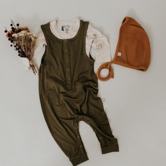 HALO & HORNS - Olive Bamboo Long Leg Romper