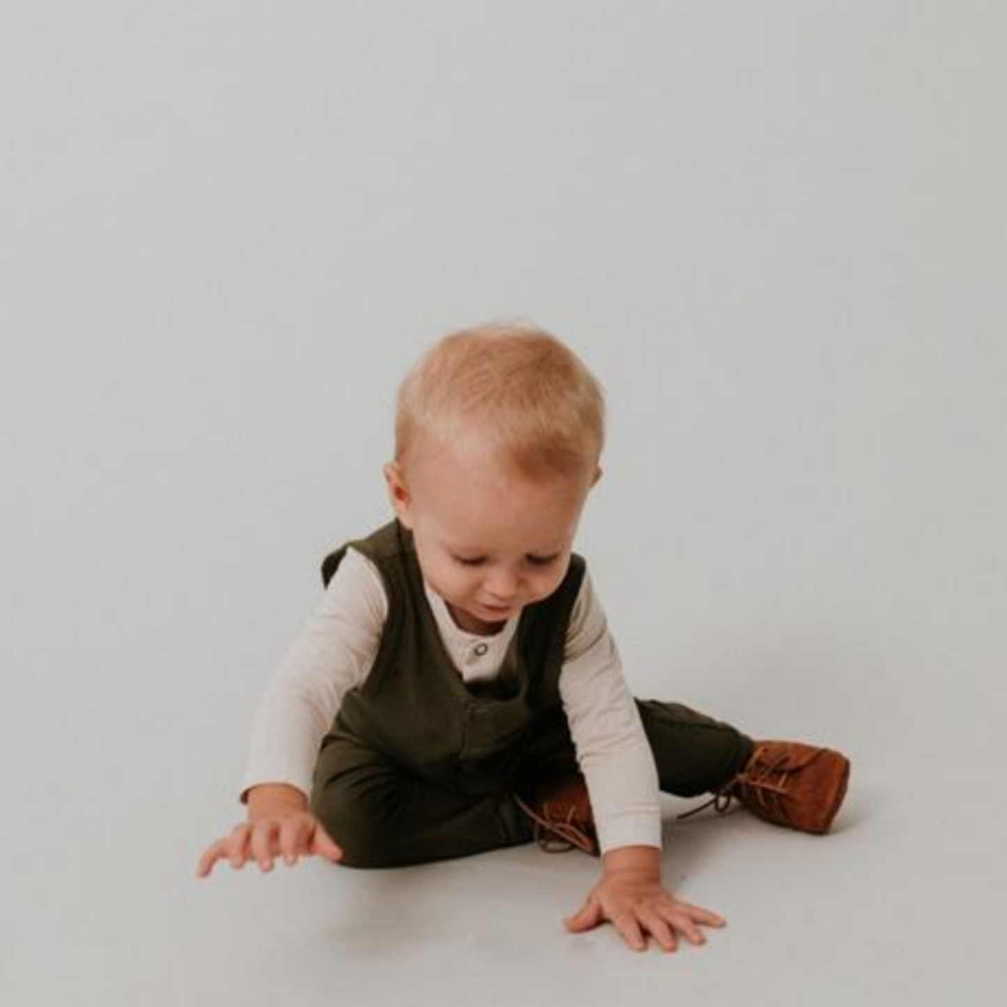 HALO & HORNS - Olive Bamboo Long Leg Romper