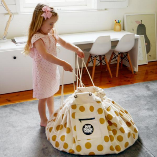 PLAY POUCH - Printed Play Pouch | Glitter Gold Dots
