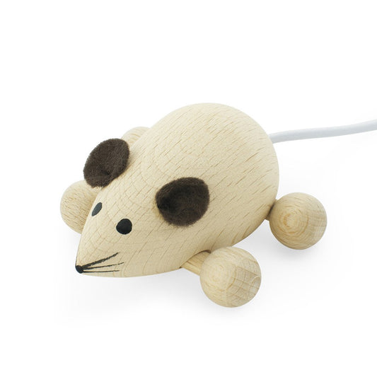 HAPPY GO DUCKY - Wooden Push Along Mouse - Peanut