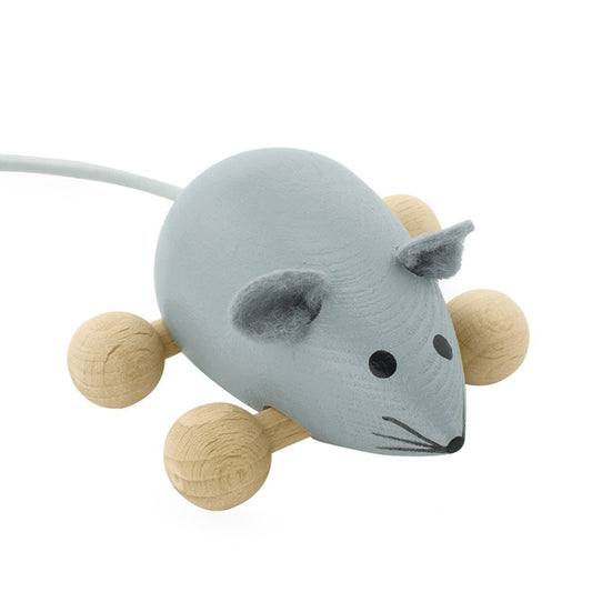 HAPPY GO DUCKY - Wooden Push Along Mouse - Dusty