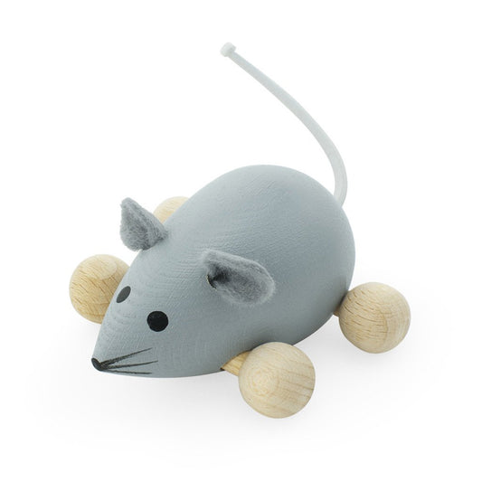 HAPPY GO DUCKY - Wooden Push Along Mouse - Dusty