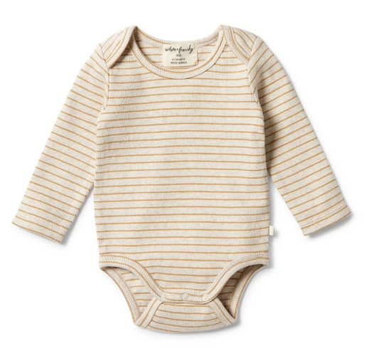 WILSON & FRENCHY - Organic Stripe Rib Bodysuit | Antelope