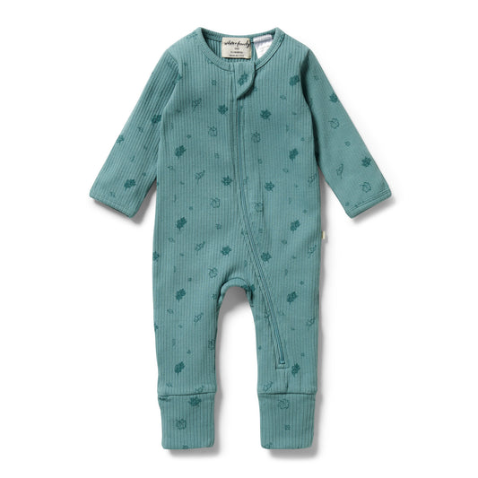 WILSON & FRENCHY - Organic Rib Zipsuit with Feet | Little Leaf