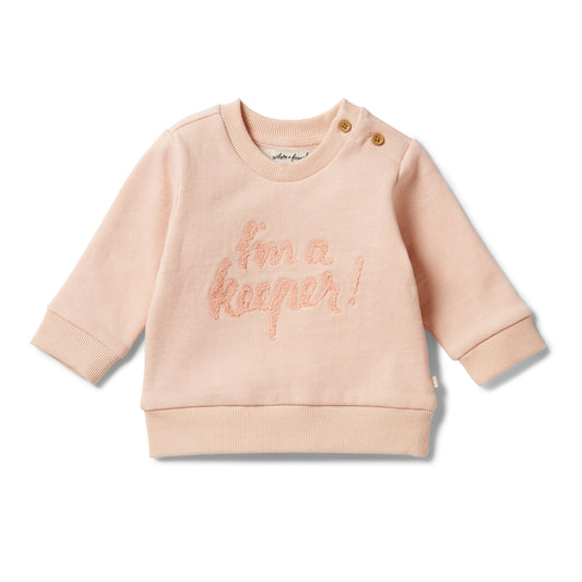 WILSON & FRENCHY - Organic French Terry Sweat | 'I'm a Keeper' | Cameo Rose