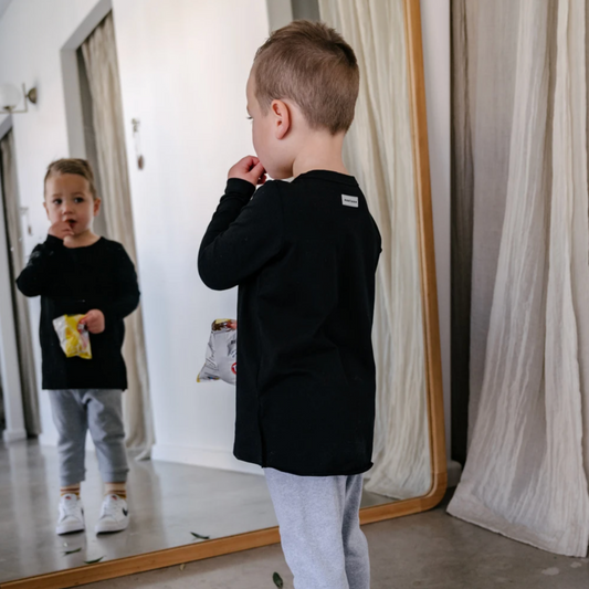 EASTAXE - Added Line Long Sleeve Tee | Black