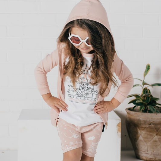 ASTER & OAK - Carousel Print Flutter Tee | White