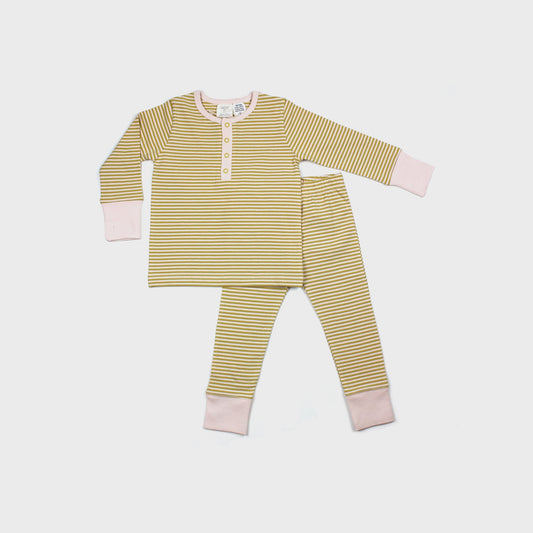 THE REST - Winter PJ Set | Mustard/Blush Stripe
