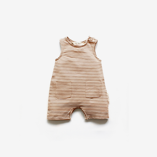 THE REST - Summer Pocket Romper | Pecan Stripe