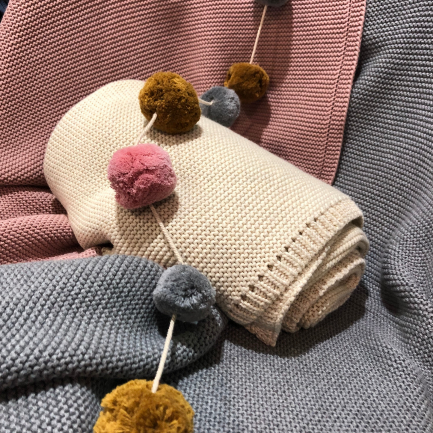 MINI & ME - Cable Knit Baby Blanket | Blush