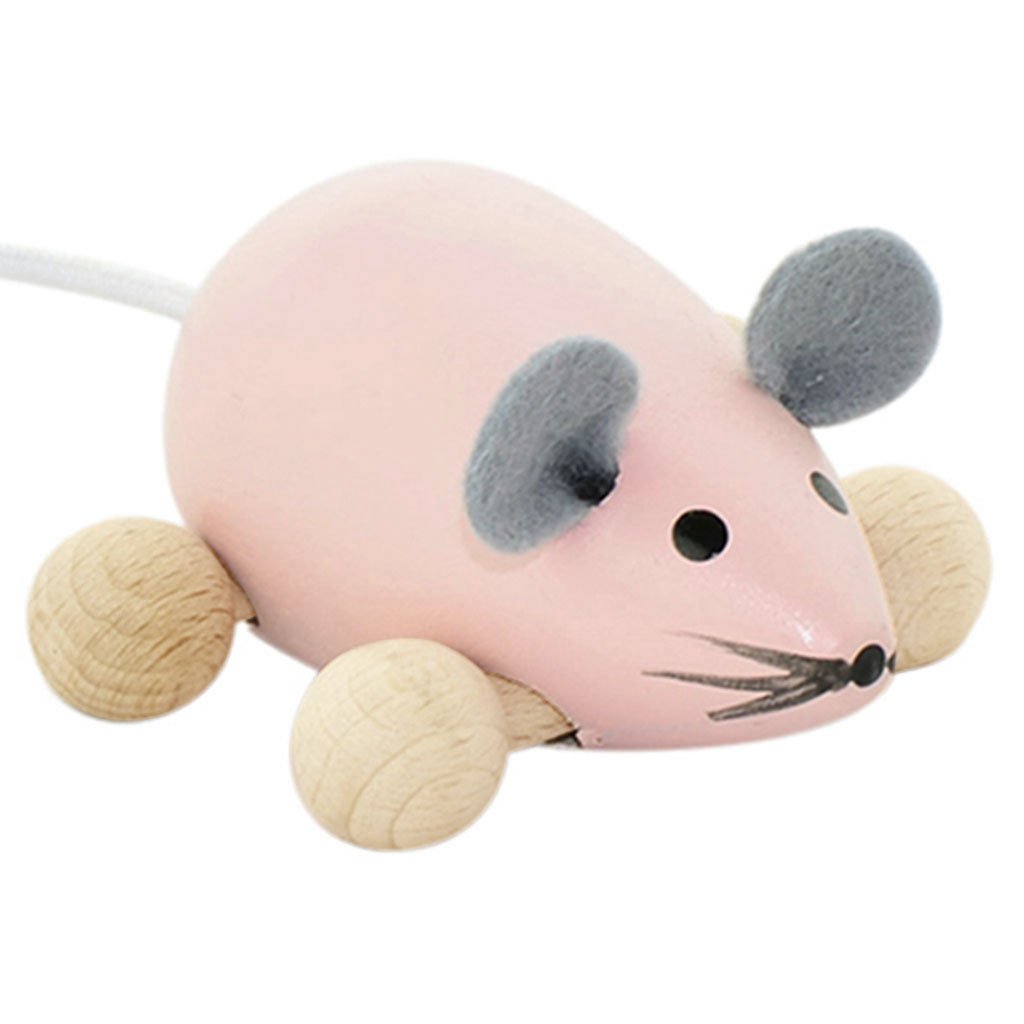 HAPPY GO DUCKY  - Wooden Push Along Mouse - Daphne
