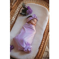 SNUGGLE HUNNY - Baby Jersey Wrap & Topknot Set | Lilac Skies