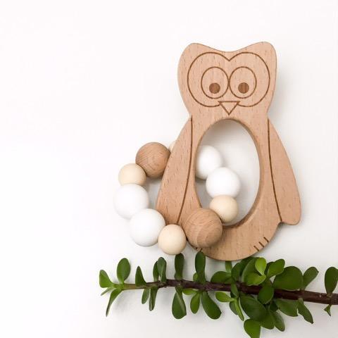ONE CHEW THREE - OWL Natural White Teether